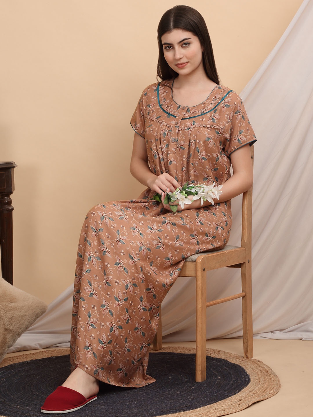 

Sweet Dreams Printed Maxi Nightdress, Rose