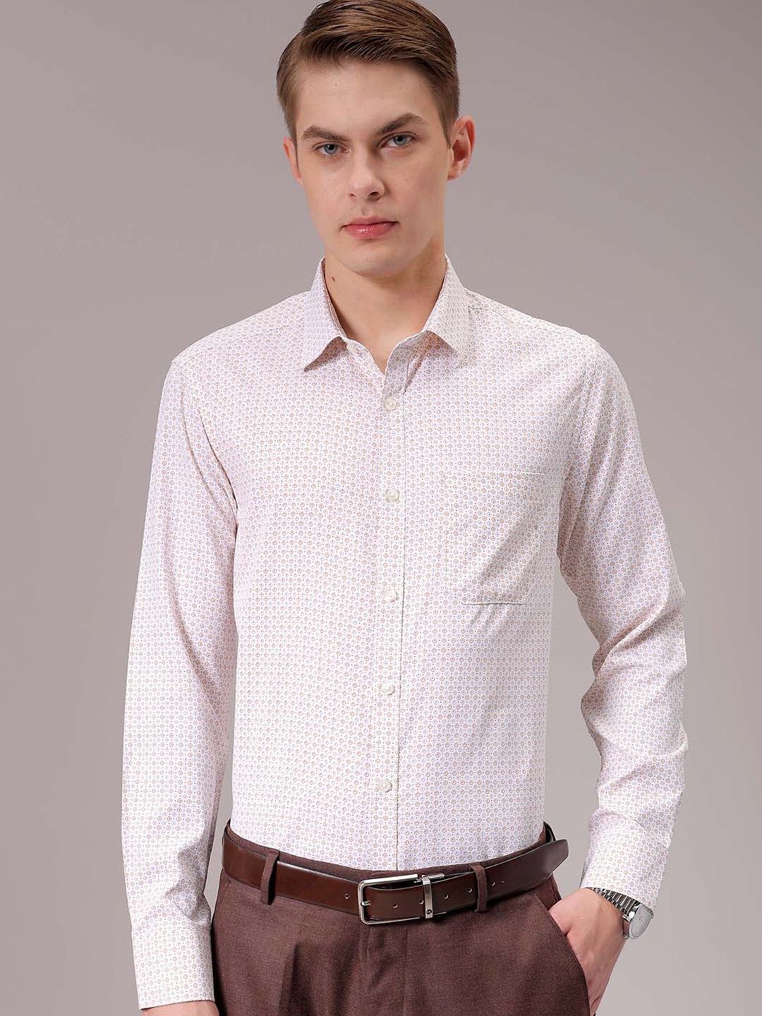 

The Indian Garage Co. X Luxe Men Spread Collar Micro Ditsy Printed Slim Fit Formal Shirt, Blue