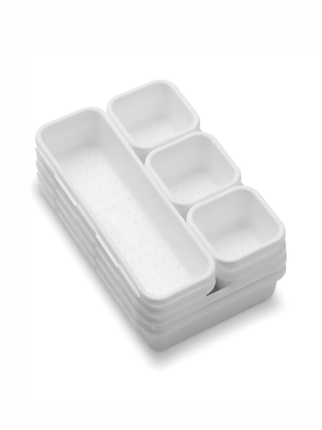 

HOUSE OF QUIRK White 8 Pieces 3 Size Versatile Plastic Storage Box Set