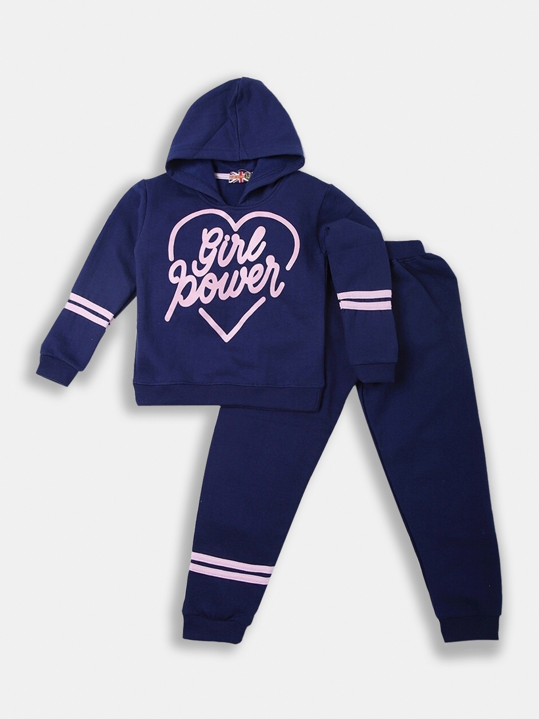 

Here&Now X Game Begins Girls Printed Sweatshirt and Jogger, Navy blue