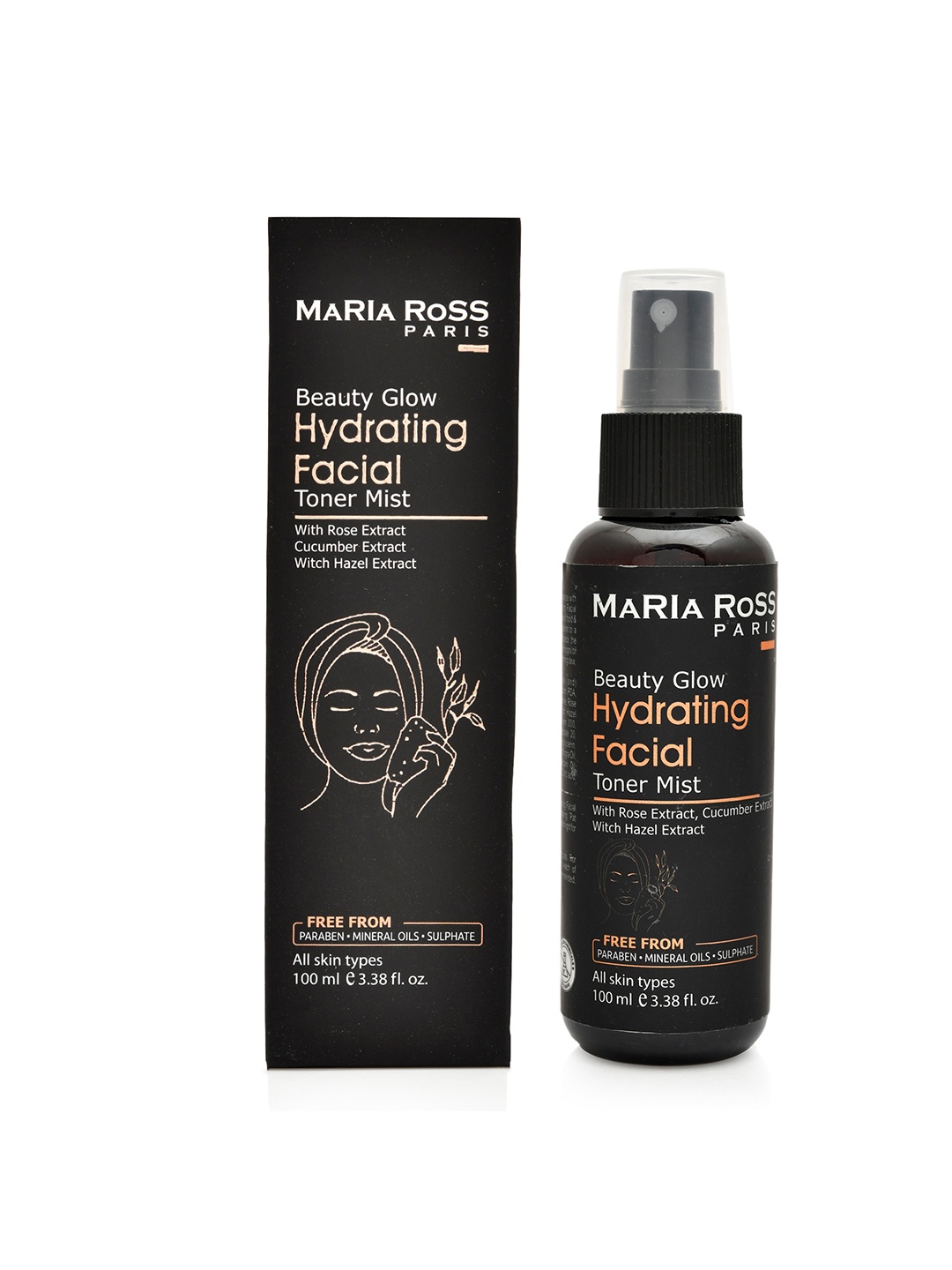 

MARIA ROSS PARIS Beauty Glow Hydrating Facial Toner Mist - 100ml, Black