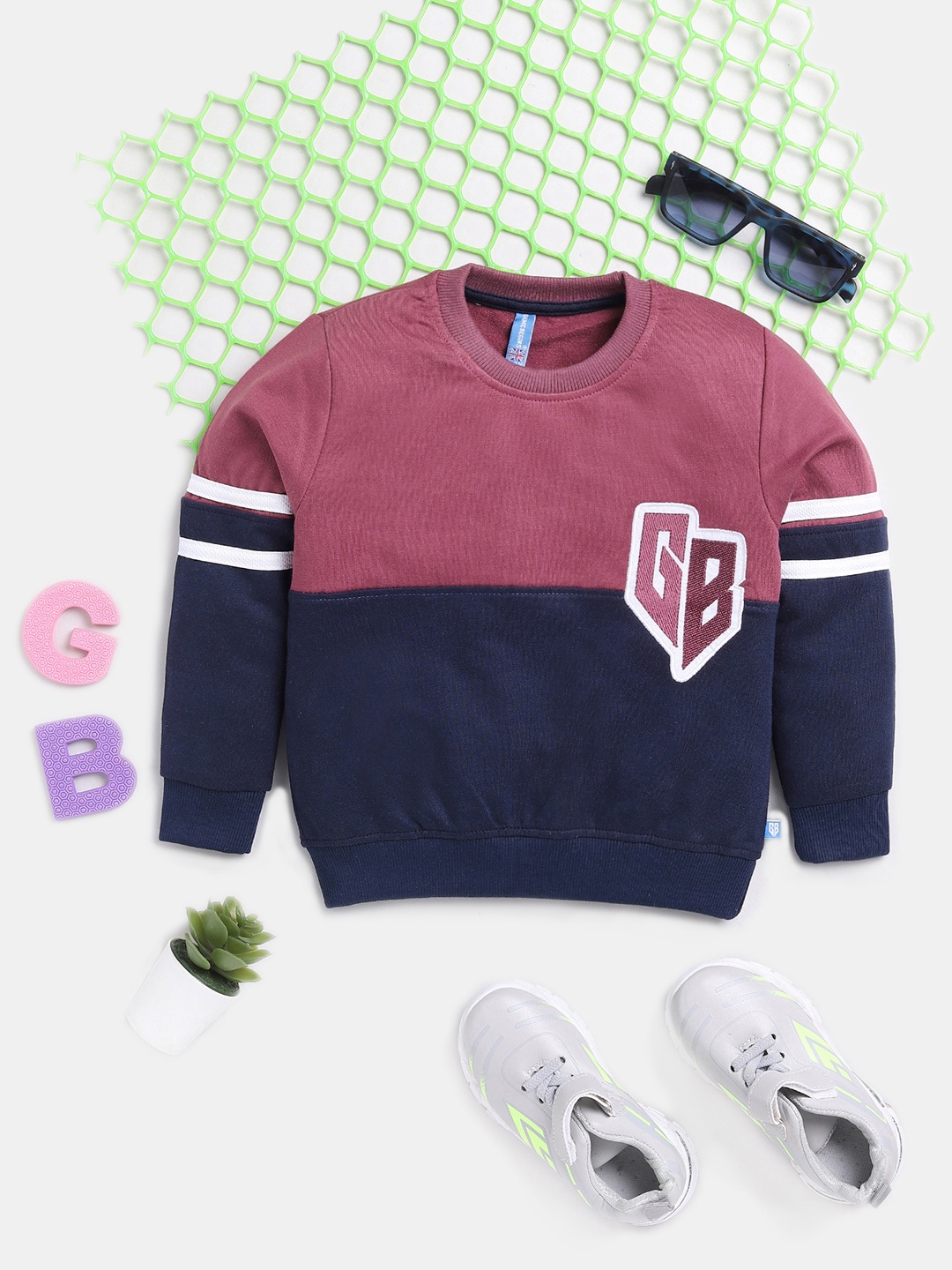 Here&Now X Game Begins Boys Colourblocked Sweatshirt, Mauve