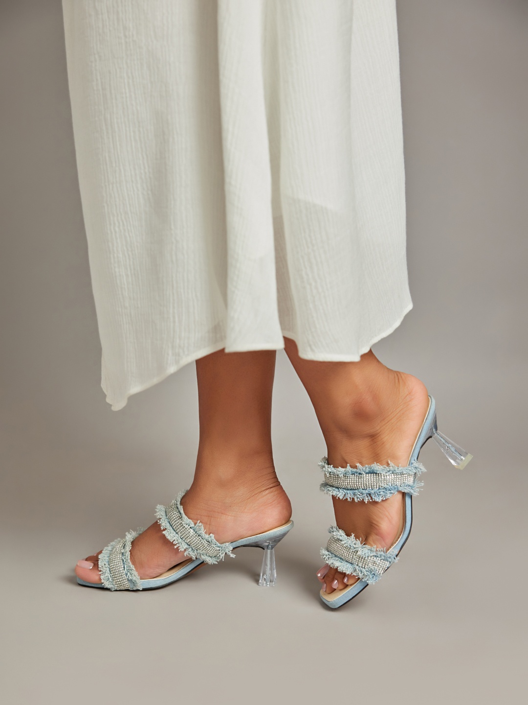 

CAI Women Denim Embellished Heels, Blue