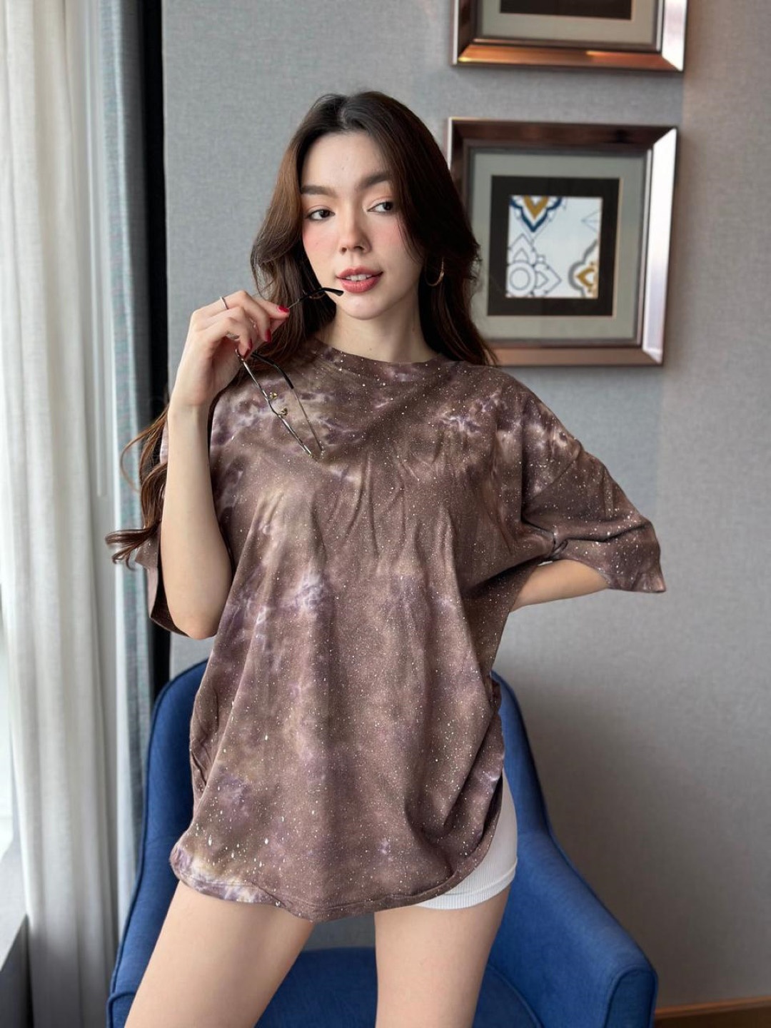 

StyleAsh Women Tie and Dye Oversized T-shirt, Brown