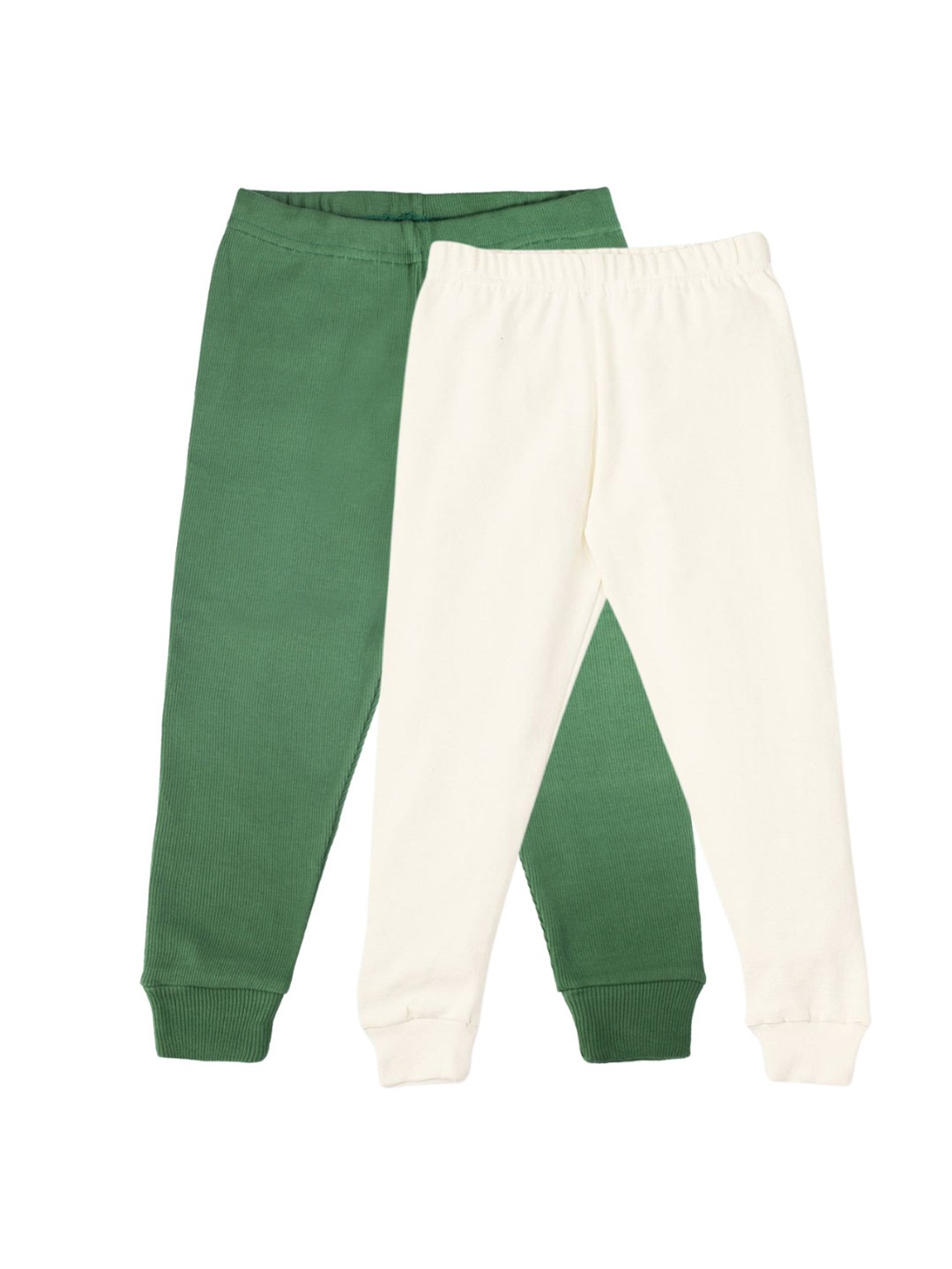 

BforBlossom kids Pack Of 2 Mid-Rise Comfortable Fit Pure Cotton Lounge Pants, Green