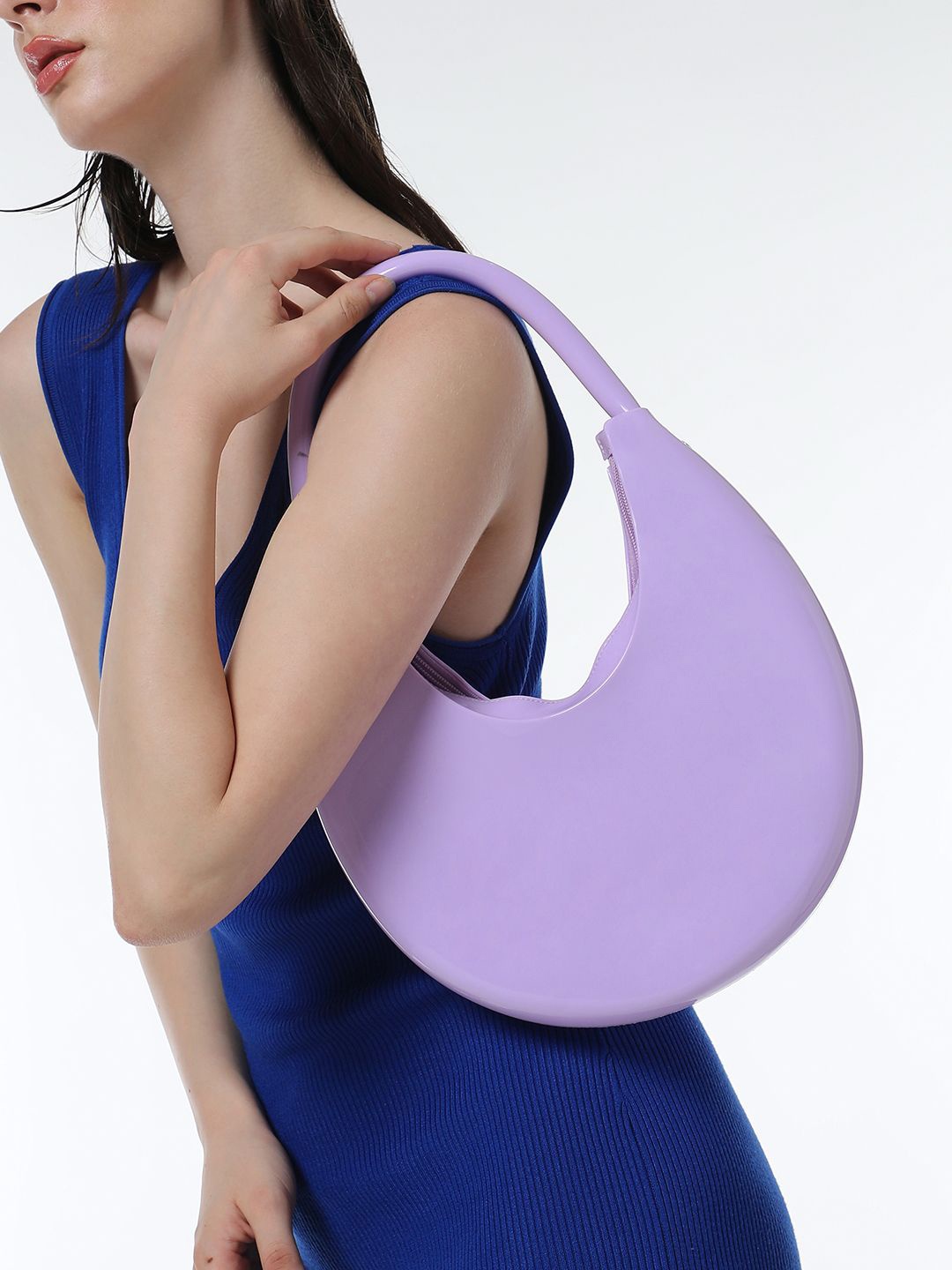 

HAUTE SAUCE by Campus Sutra Women Leather Half Moon Hobo Bag, Lavender