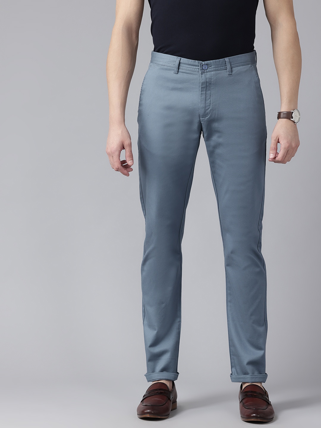 

Blackberrys Men Slim Fit Mid-Rise Chinos, Blue