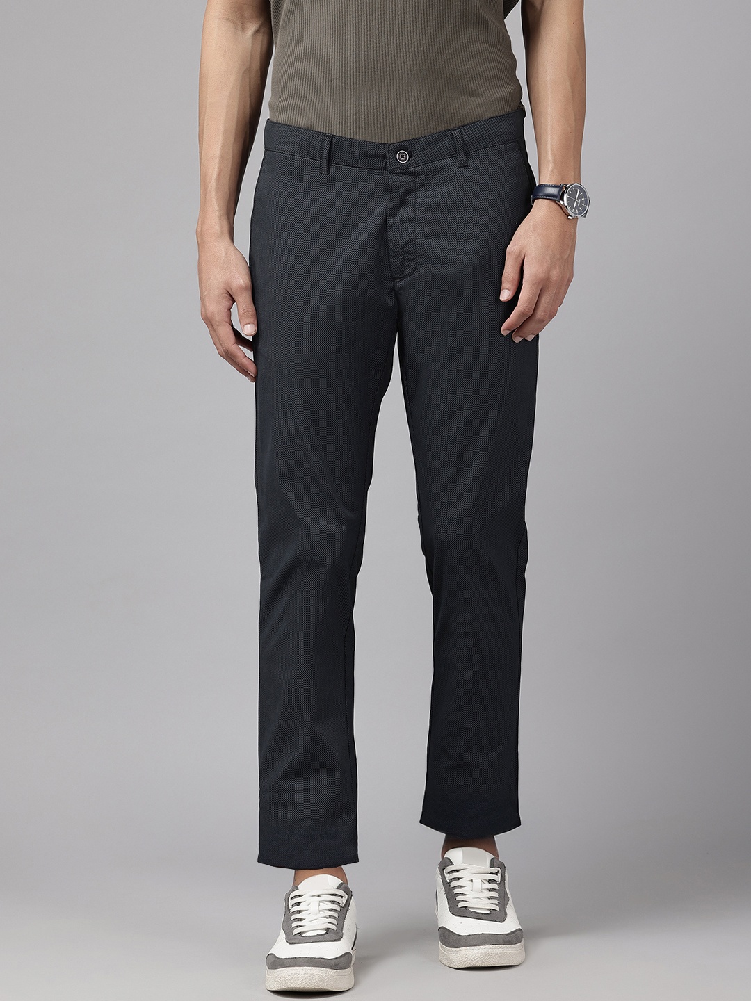 

Blackberrys Men Printed Slim Fit Trousers, Black