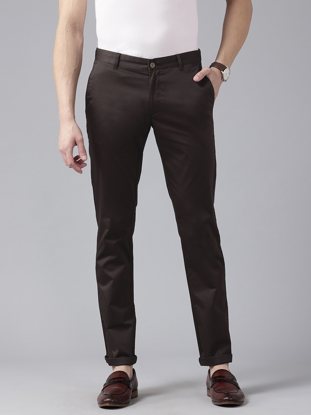 

Blackberrys Men Slim Fit Chinos, Coffee brown