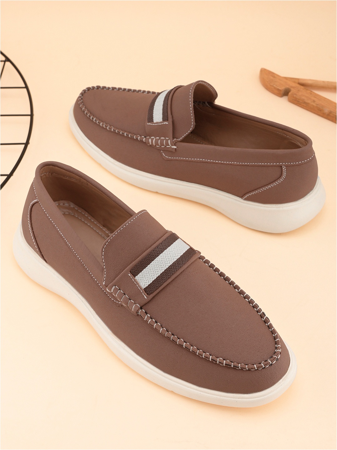 

Mast & Harbour Men Lightweight Slip-On Loafers, Brown