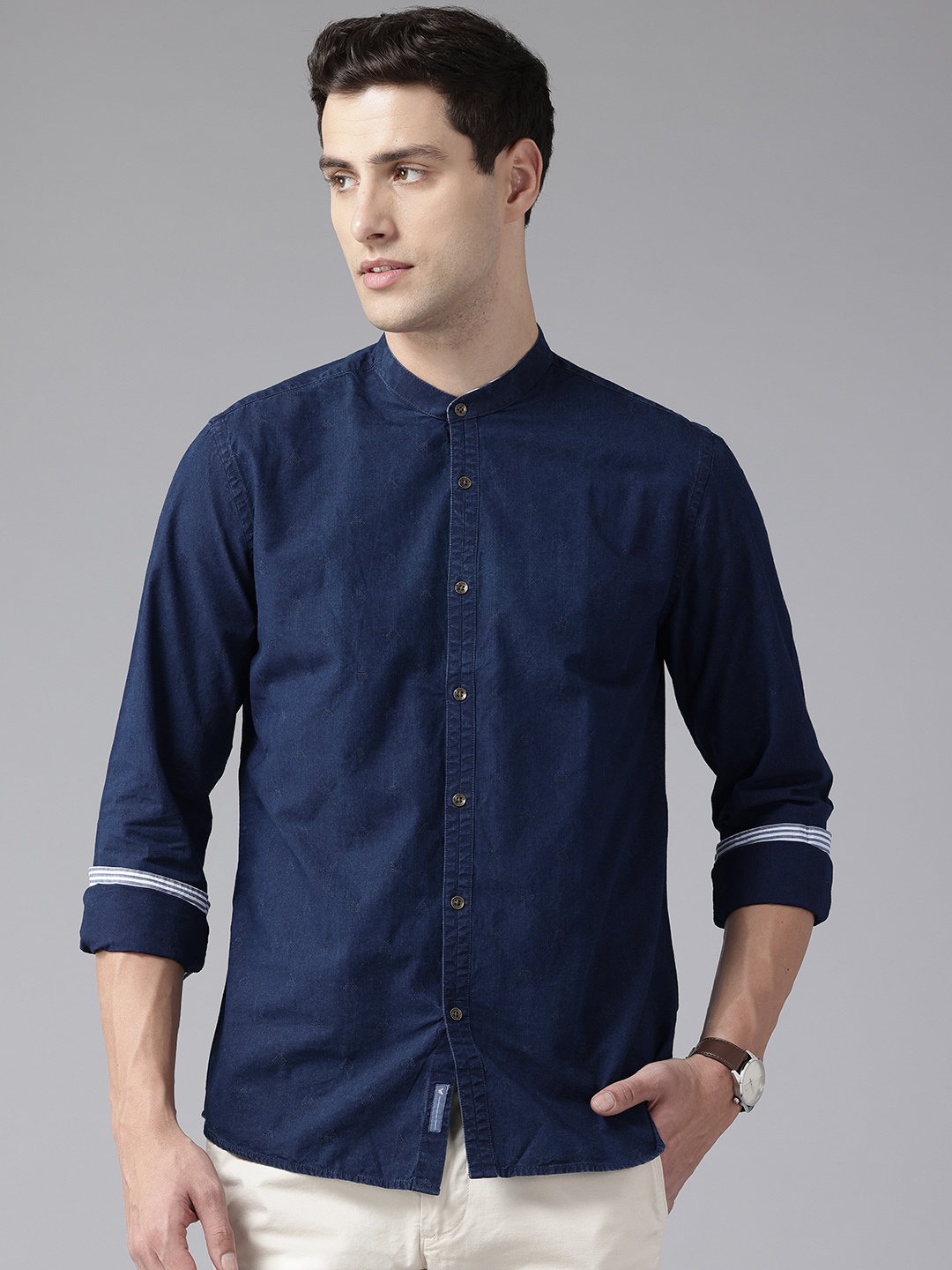 

Blackberrys India Slim Fit Pure Cotton Shirt, Navy blue