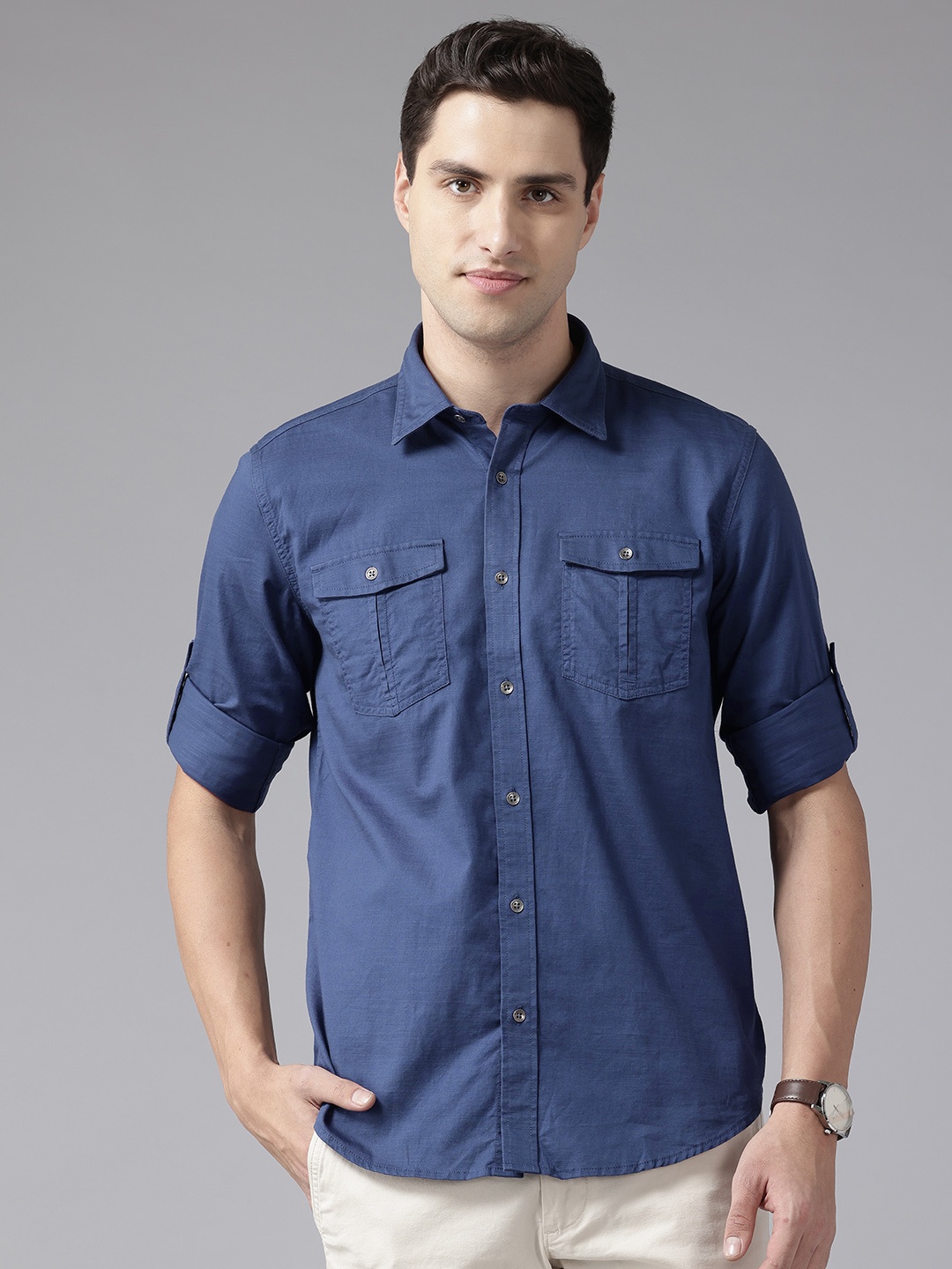 

Blackberrys Slim Fit Pure Cotton Casual Shirt, Blue