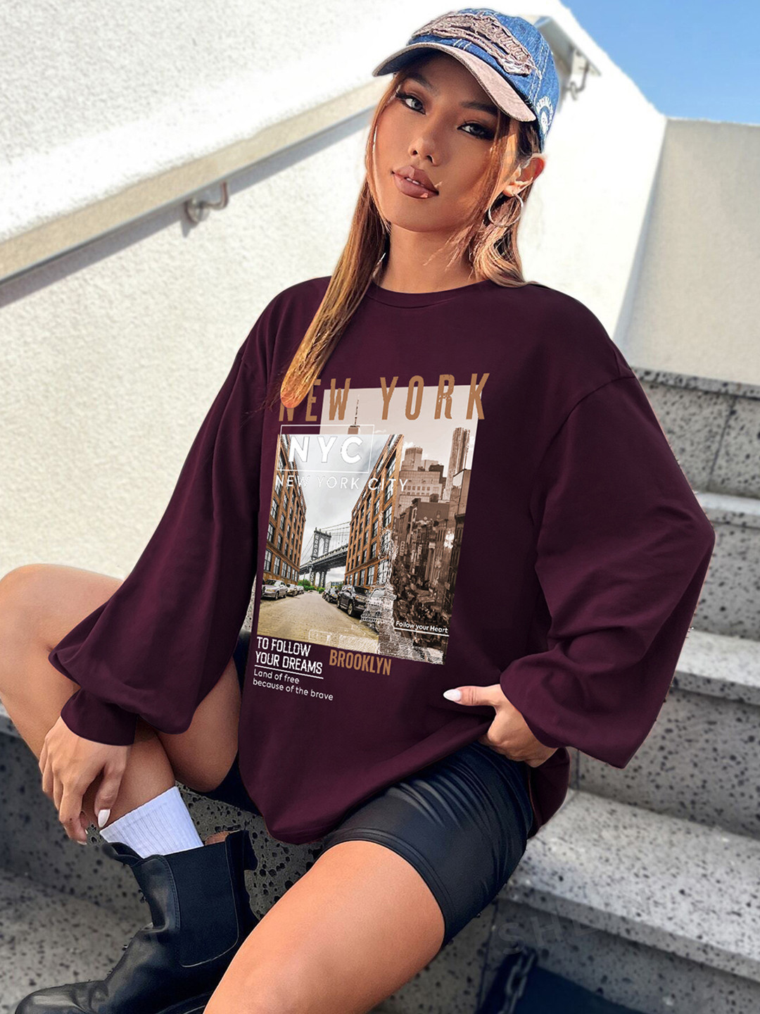 

CHKOKKO Women Printed T-shirt, Violet