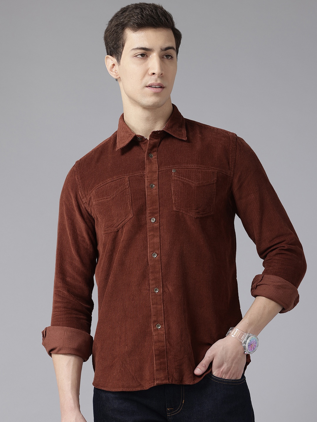 

Blackberrys Slim Fit Pure Cotton Casual Shirt, Brown