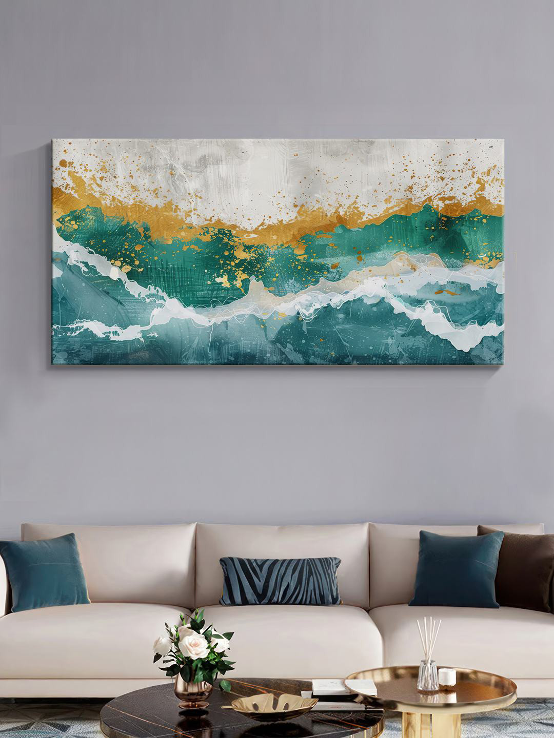 

999Store White & Blue Abstract Canvas Painting Wall Art