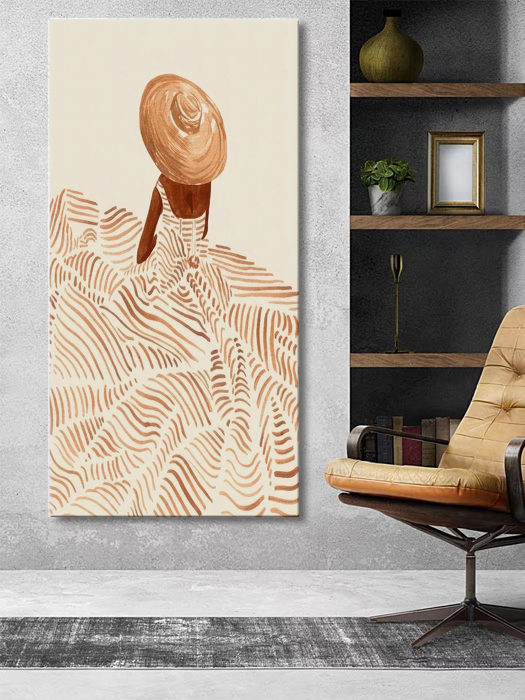 

999Store Off White & Brown Minimalist Canvas Painting Wall Art