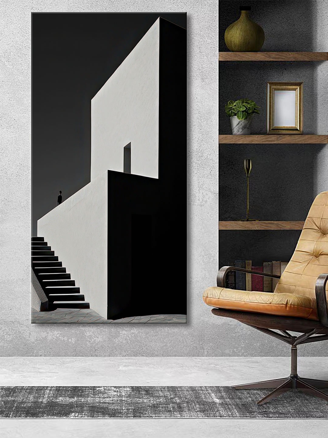

999Store Black & Grey Canvas Abstract Wall Painting