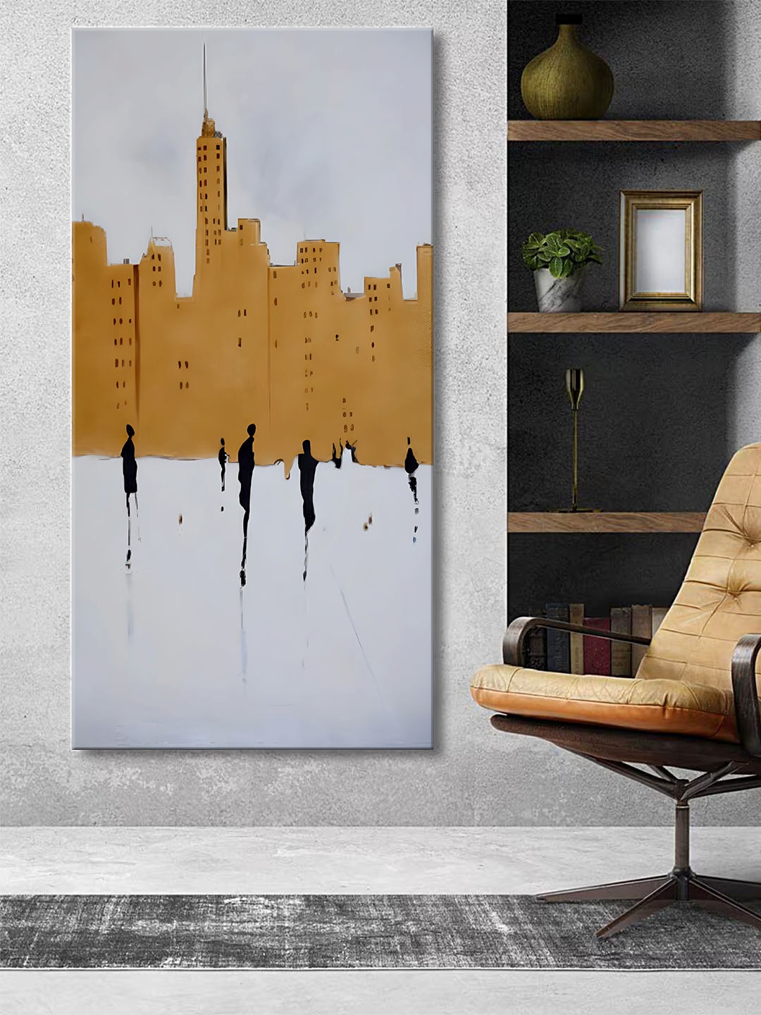 

999Store Brown & Black Canvas Abstract Wall Paintings
