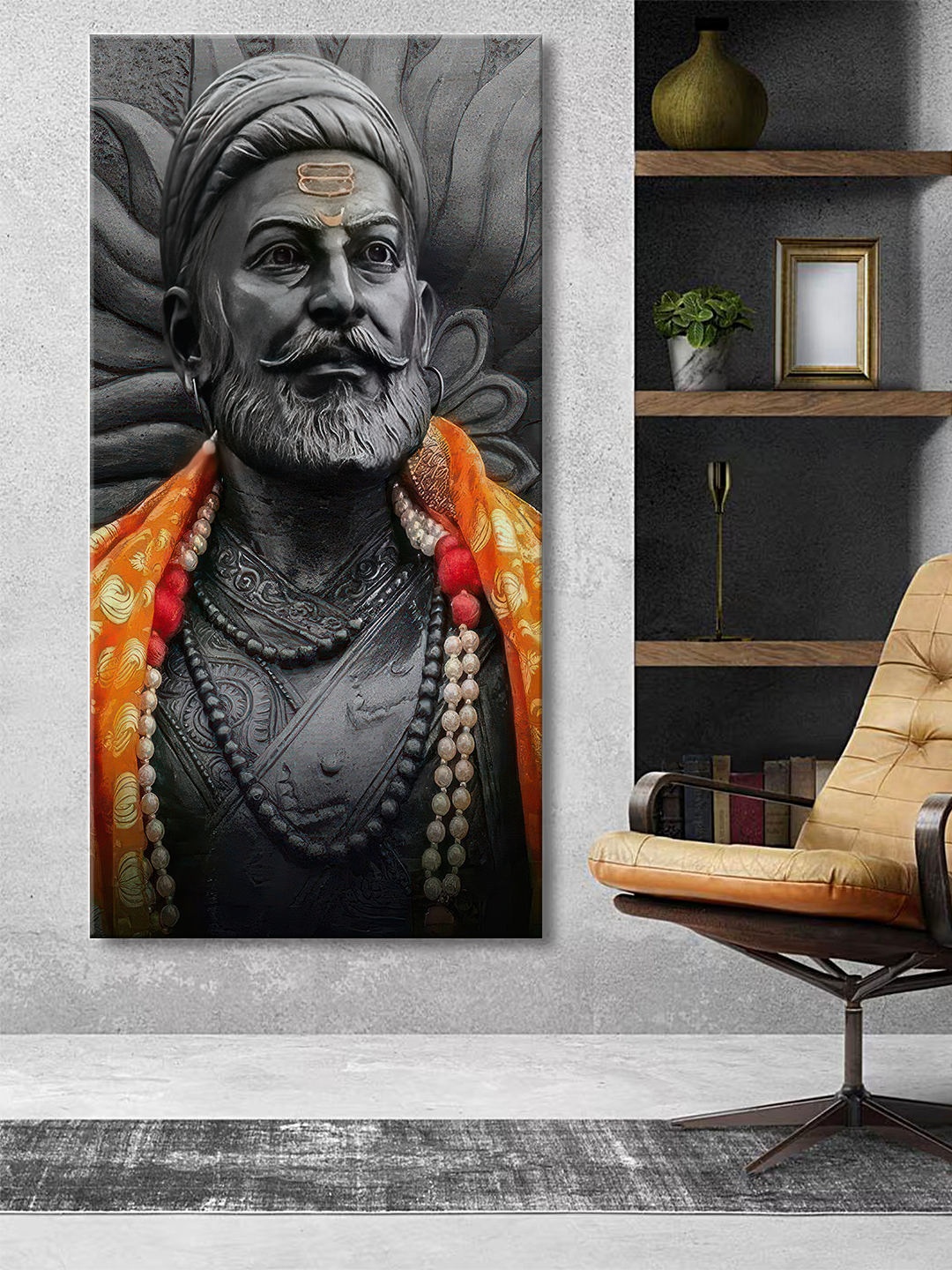 

999Store Grey & Orange Canvas Historic Figure Wall Art