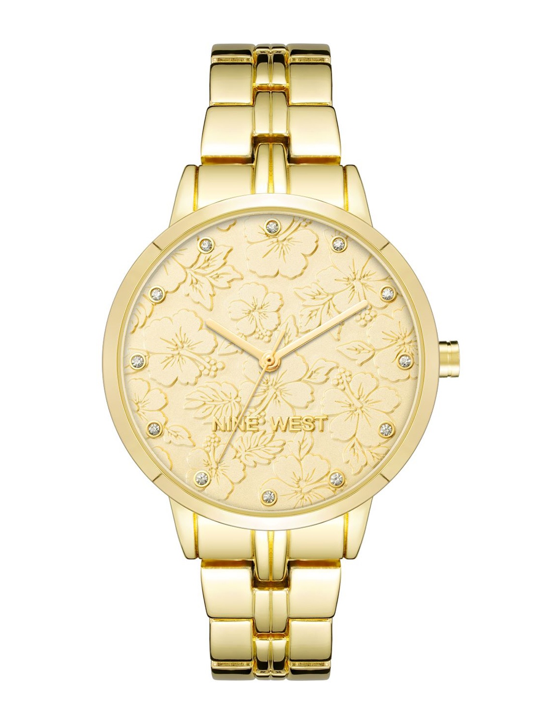 

Nine West Women Round Dial & Bracelet Style Straps Analogue Watch NW-2646CHGB, Gold