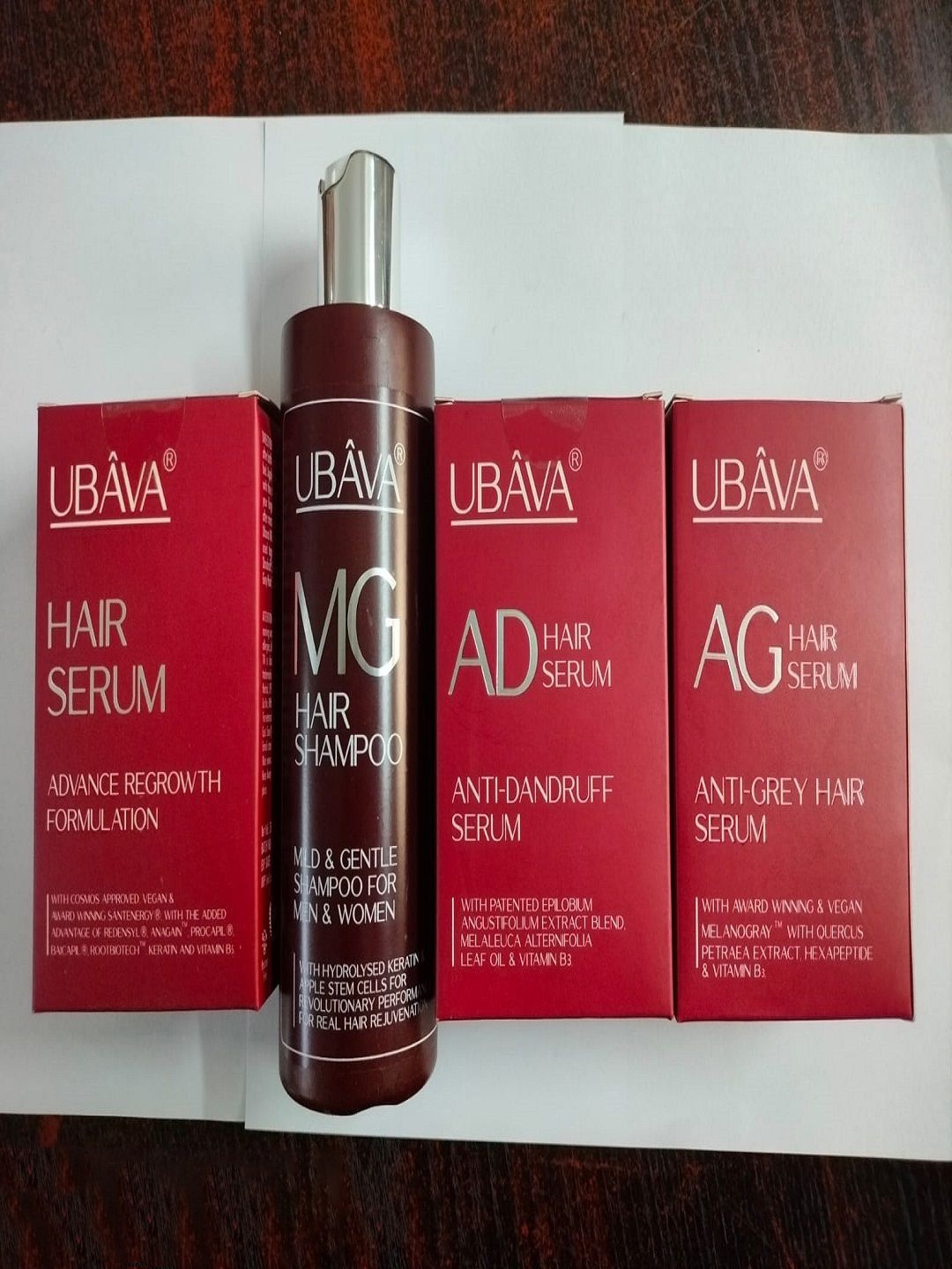 

UBAVA MG Hair Shampoo, Hair Serum, AG Serum & AD Serum, Transparent