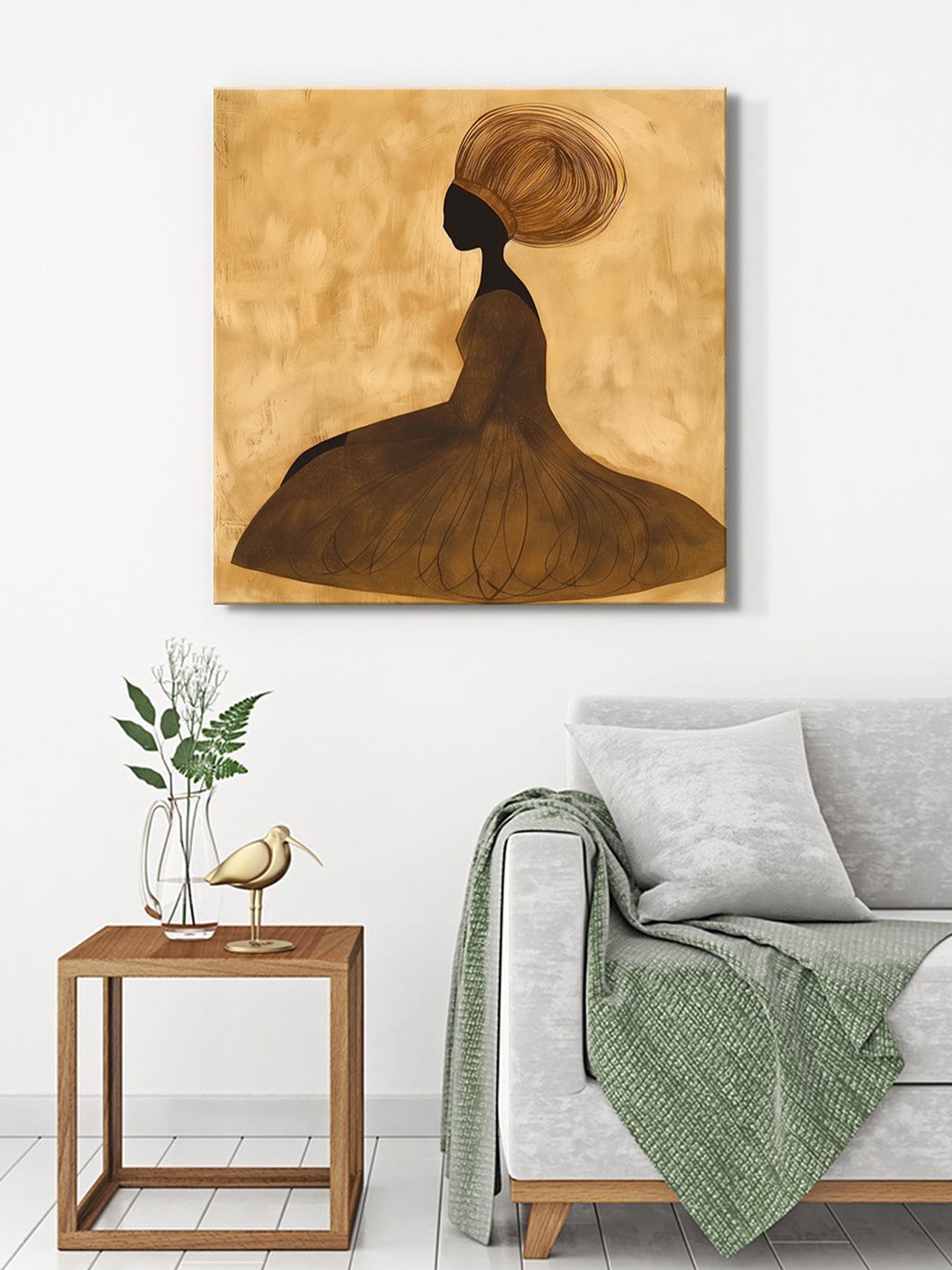 

999Store Gold-Toned & Brown Jazz Musician Canvas Wall Art