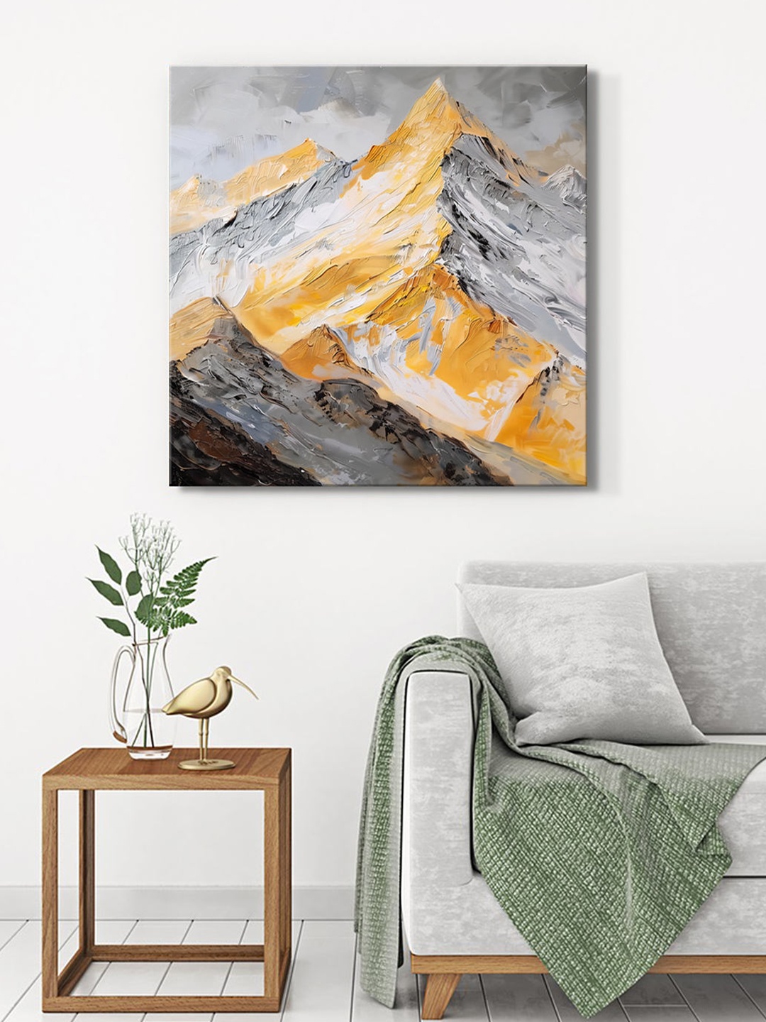 

999Store Grey & Brown Mountain Landscape Canvas Painting Wall Art