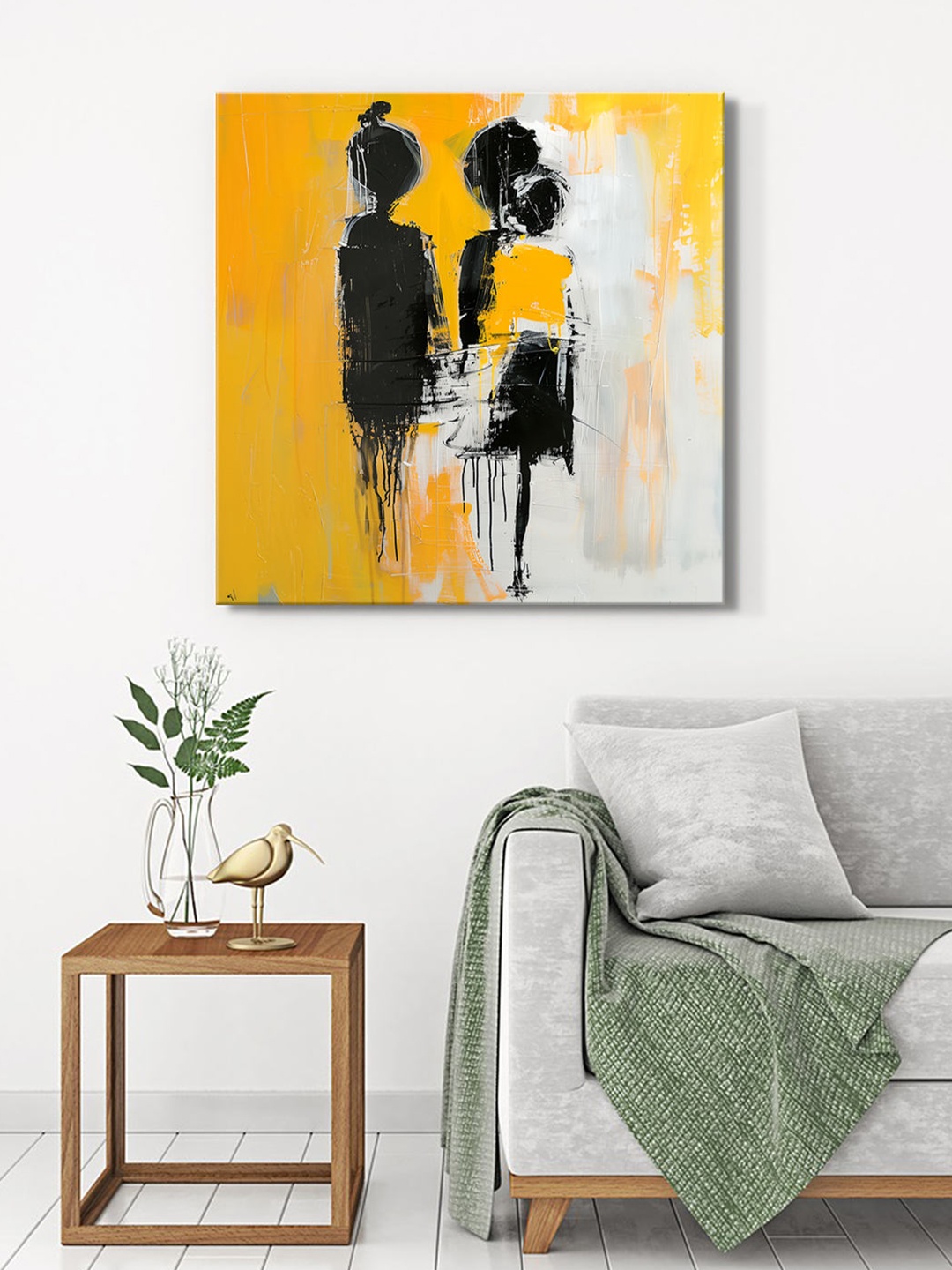 

999Store Yellow & Black Silhouettes Canvas Painting Wall Art