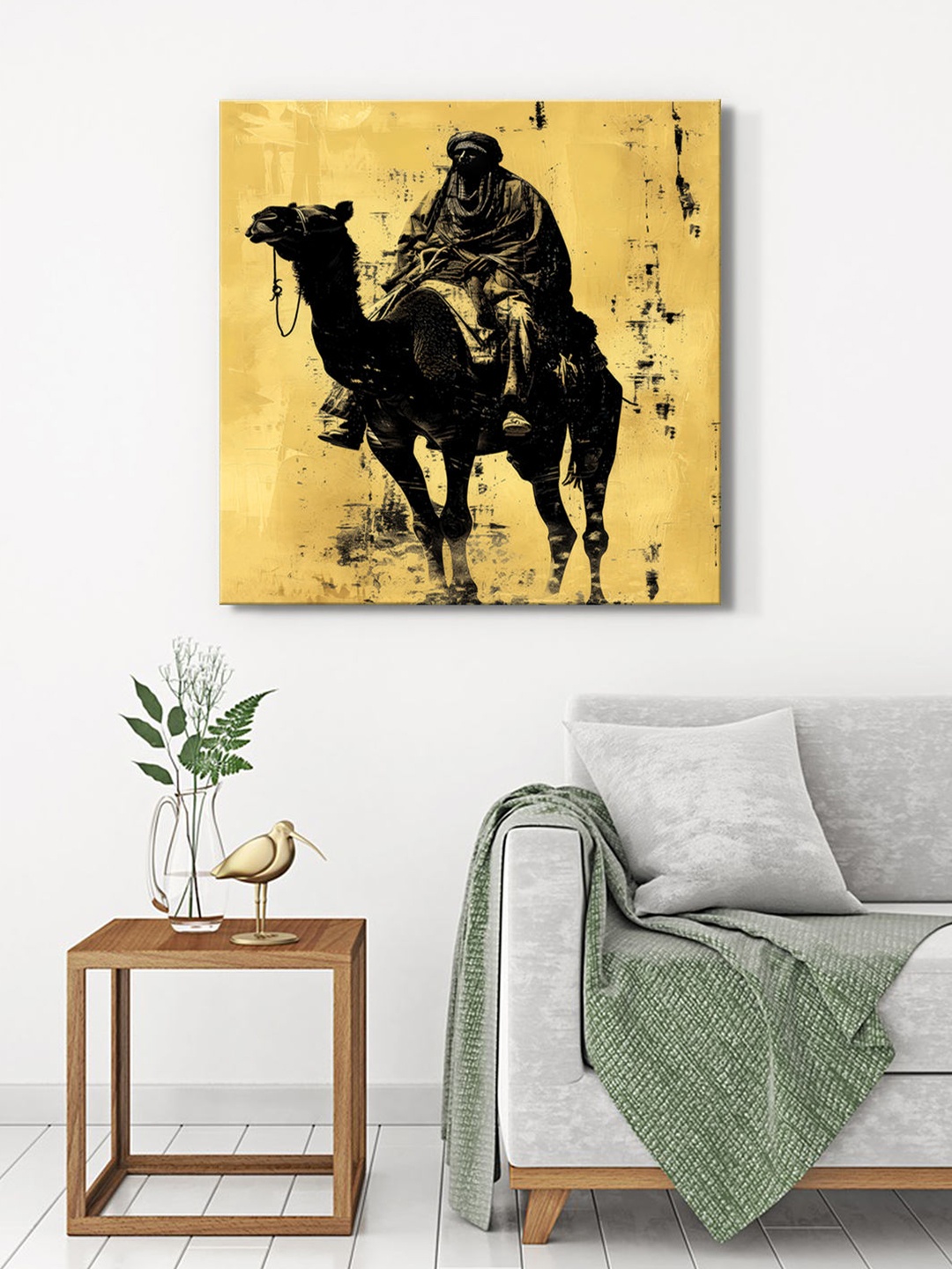 

999Store Gold-Toned & Black Canvas Birds & Animals Wall Paintings