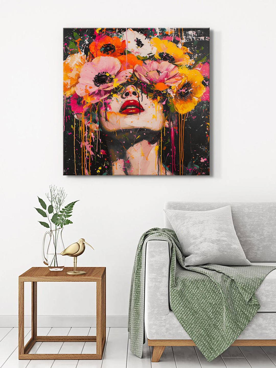 

999Store Pink & Red Floral and Botanical Canvas Painting Wall Art