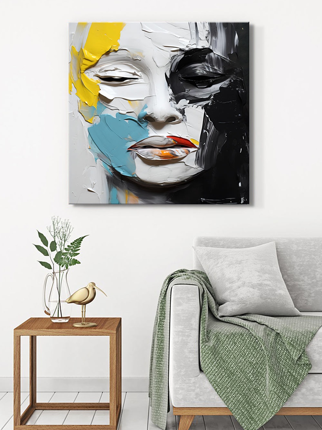 

999Store Black & Blue Canvas Abstract Wall Paintings