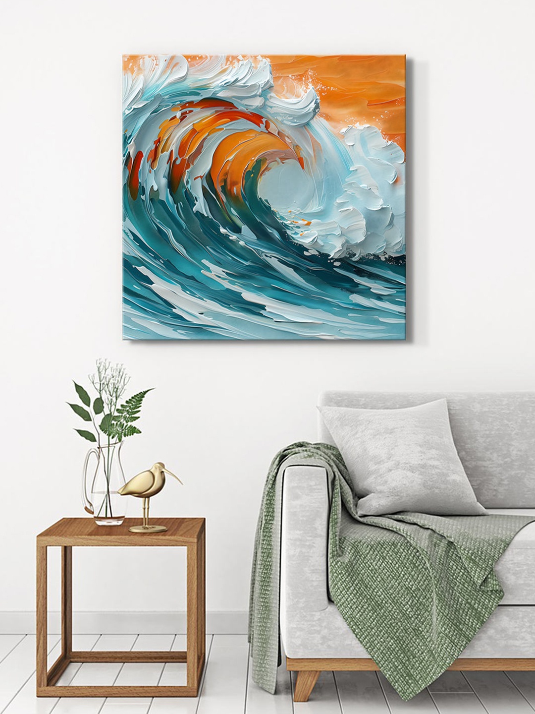 

999Store Green & Orange Colorful Bouquet Canvas Painting Wall Art