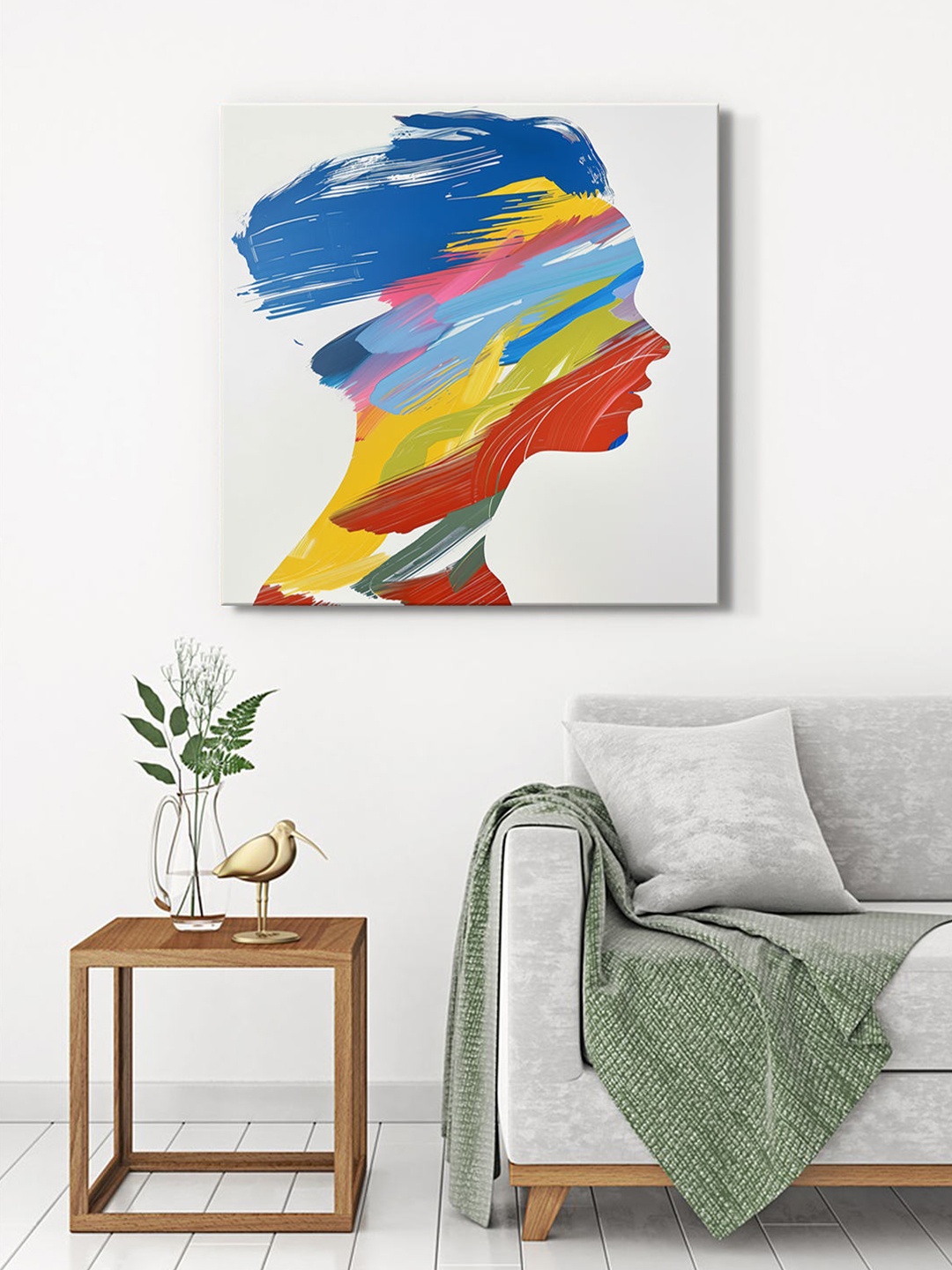 

999Store Blue & Yellow Modern Silhouette Canvas Painting Wall Art