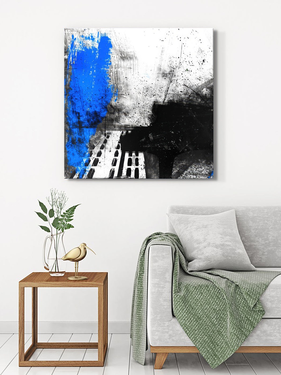 

999Store Blue & Black Canvas Abstract Piano Wall Art