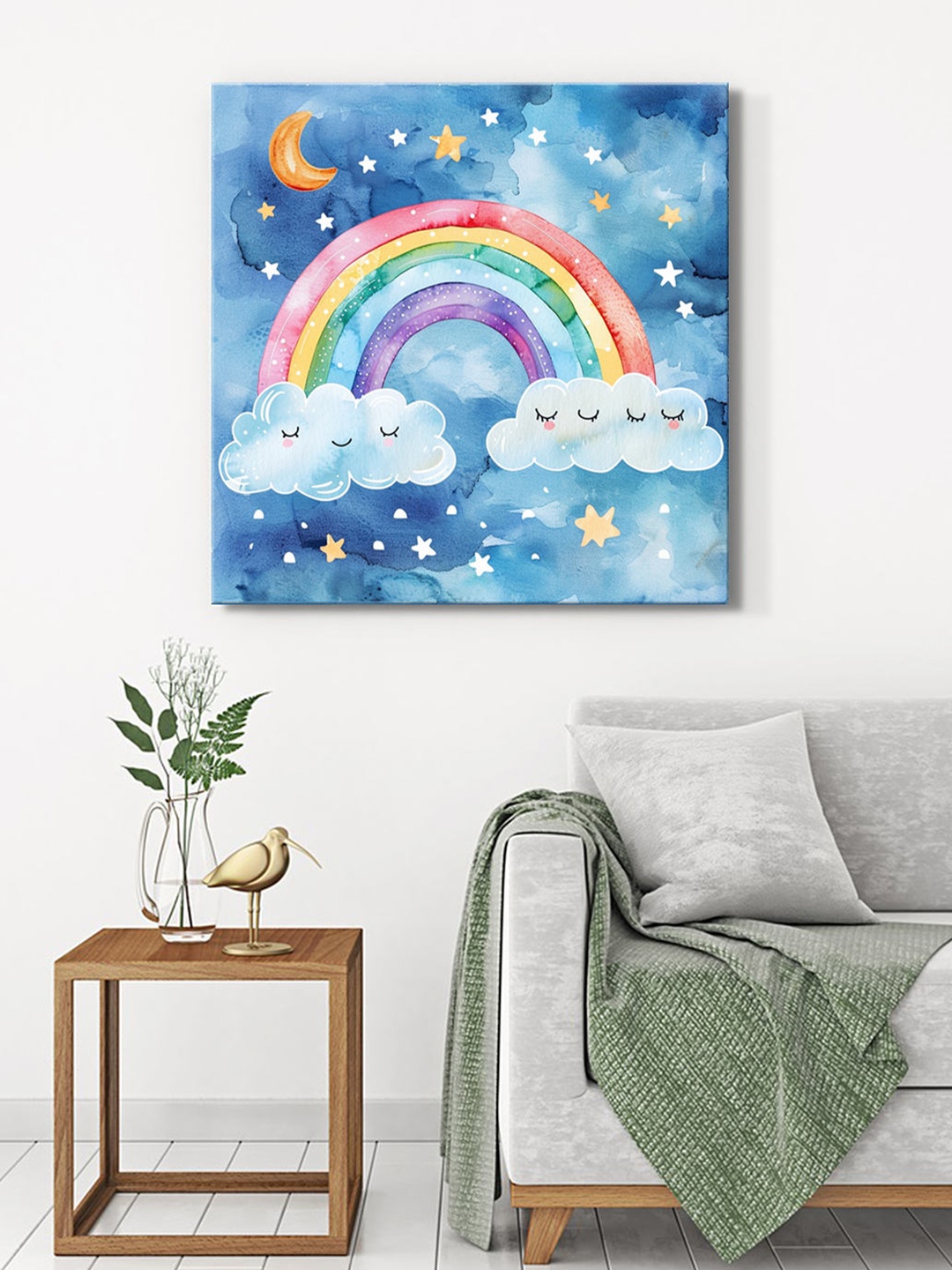 

999Store Blue & Yellow Canvas Rainbow Wall Art