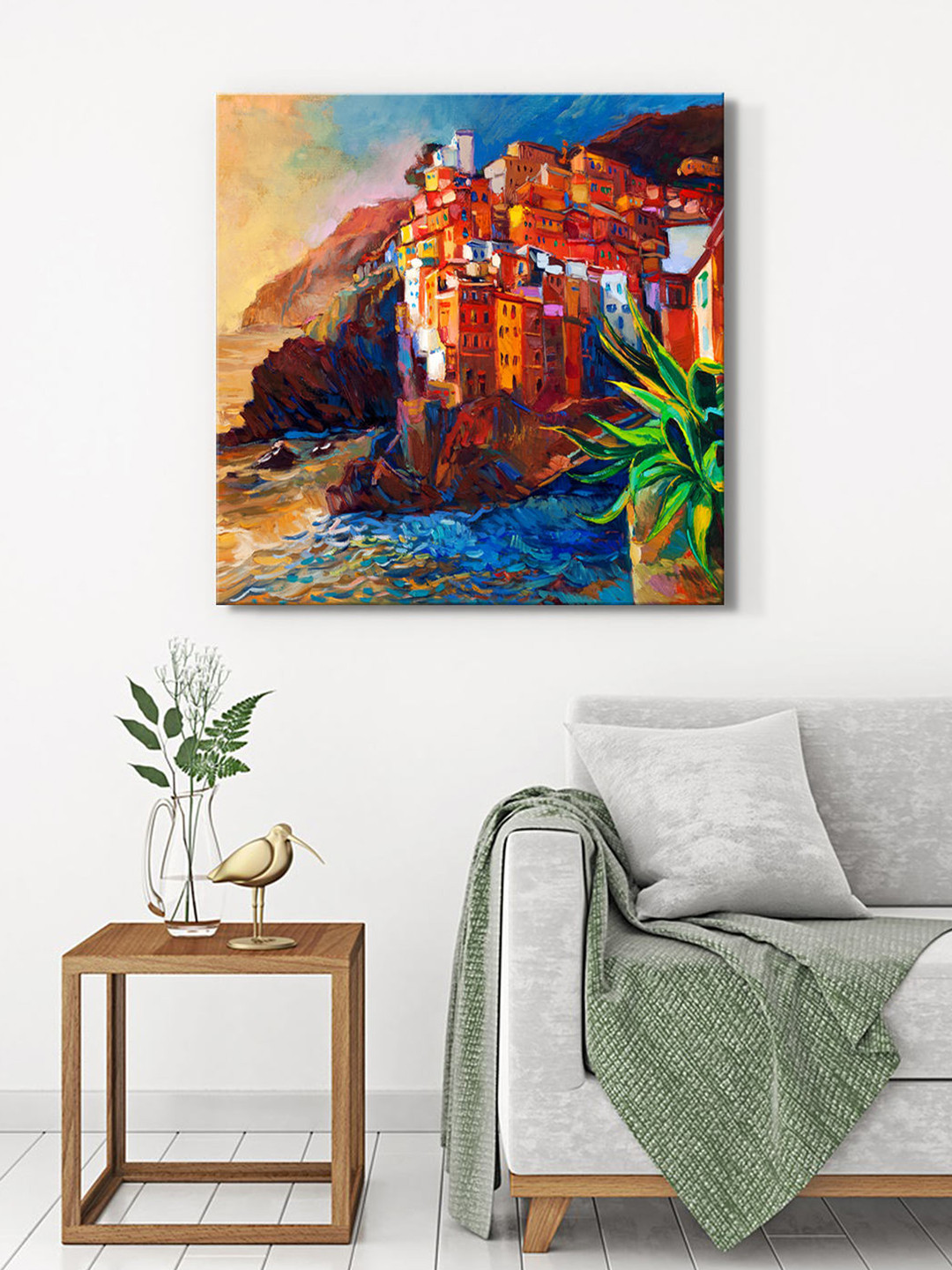 

999Store Blue & Red Canvas Abstract Wall Paintings