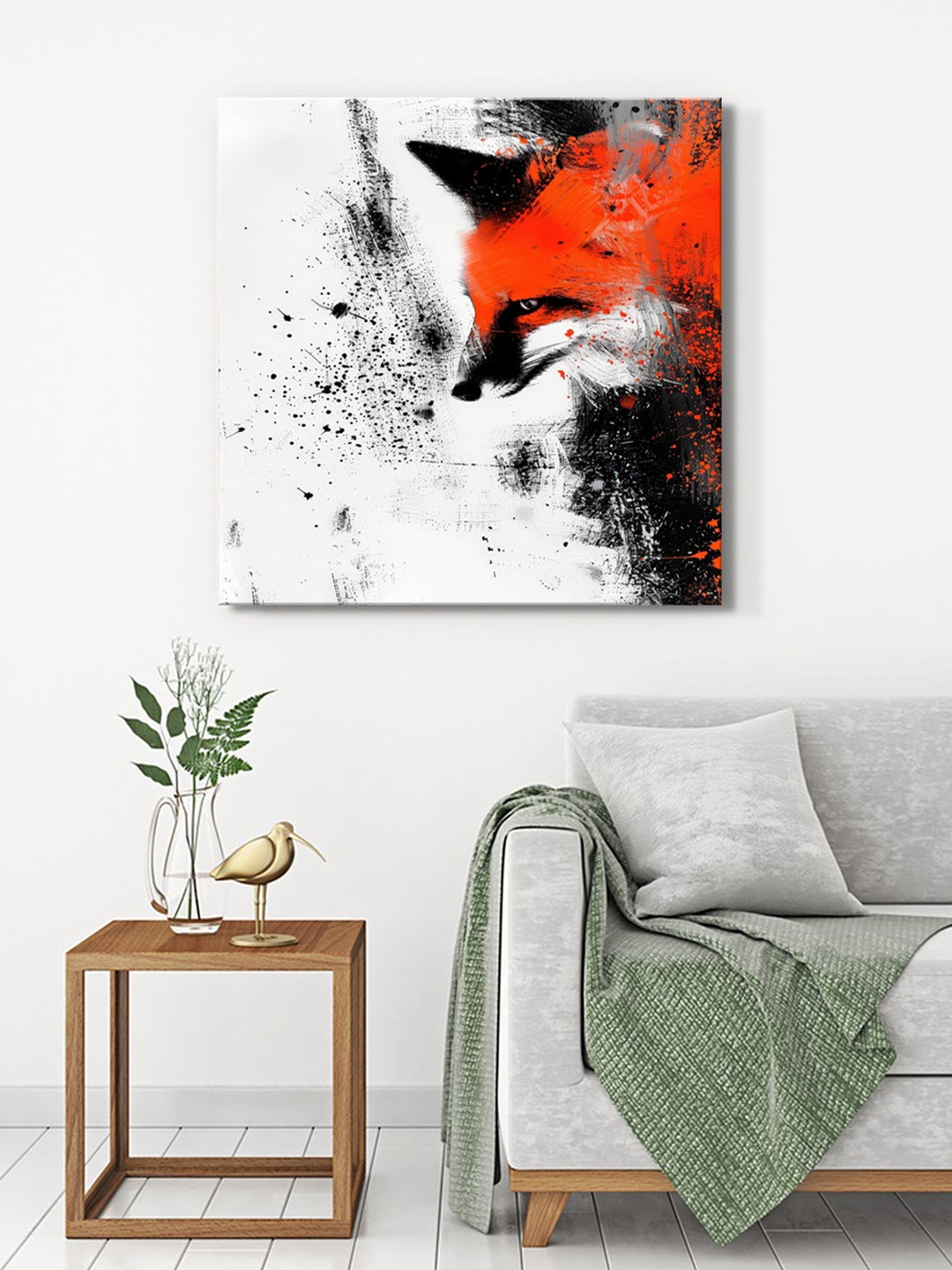 

999Store Grey & Black Canvas Abstract Fox Wall Art