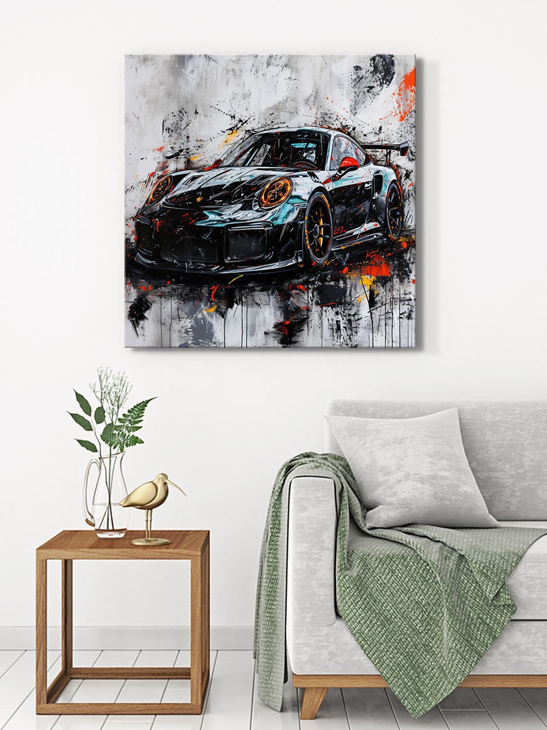 

999Store Grey & Black Canvas Abstract Wall Painting