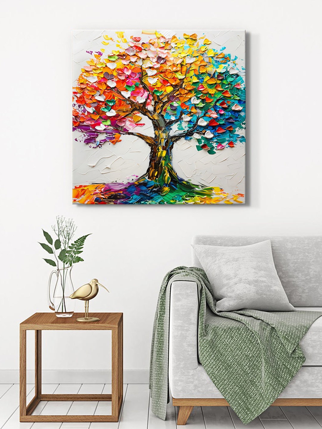 

999Store Red & Yellow Canvas Floral and Botanical Wall Paintings