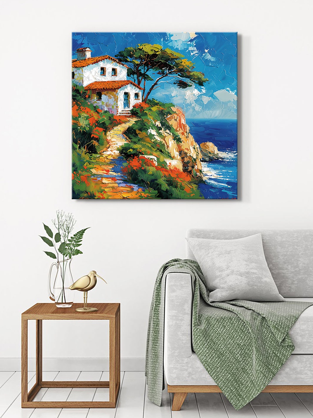 

999Store Blue & Green Canvas Abstract Wall Paintings