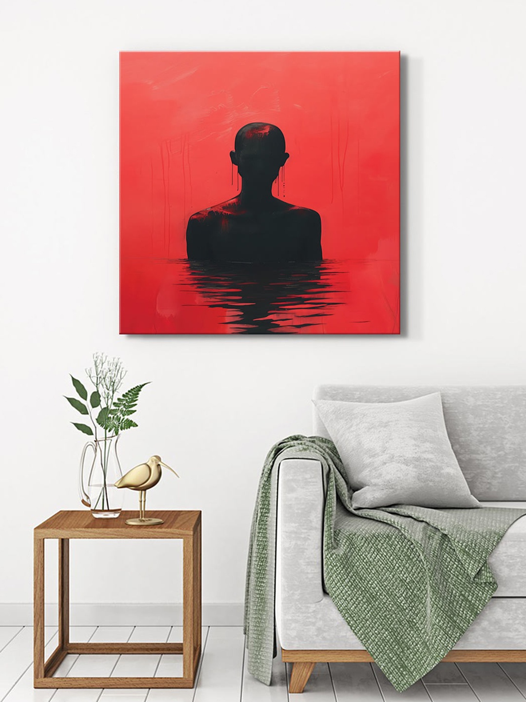 

999Store Red & Black Back Silhouette Canvas Painting Wall Art