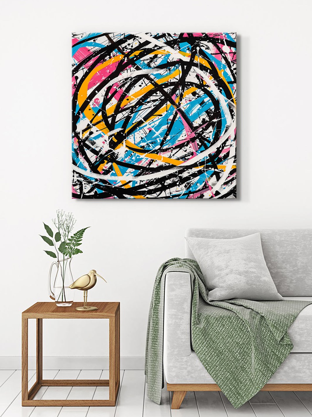 

999Store Black & Blue Abstract Canvas Painting Wall Art