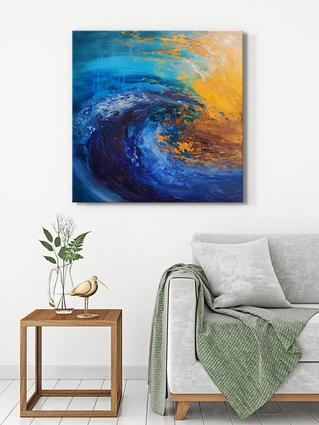 

999Store Blue & Brown Canvas Abstract Wall Paintings