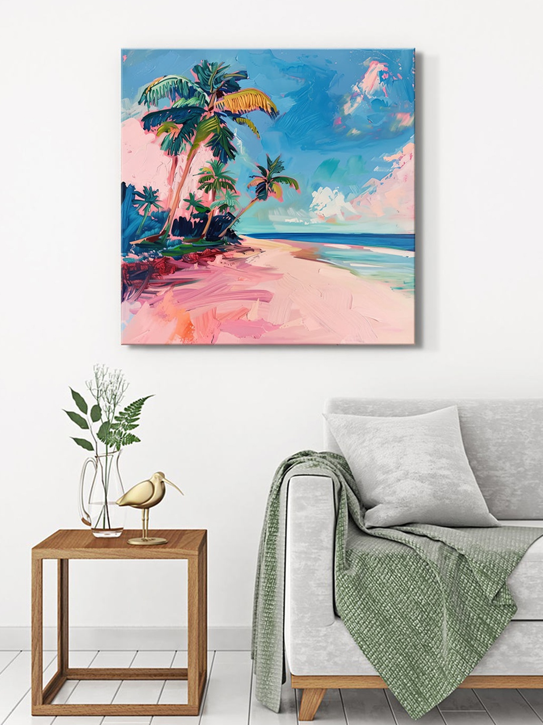 

999Store Blue & Pink Canvas Abstract Wall Paintings