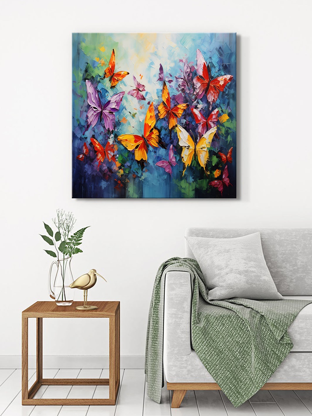 

999Store Blue & Yellow Butterfly Garden Canvas Wall Art