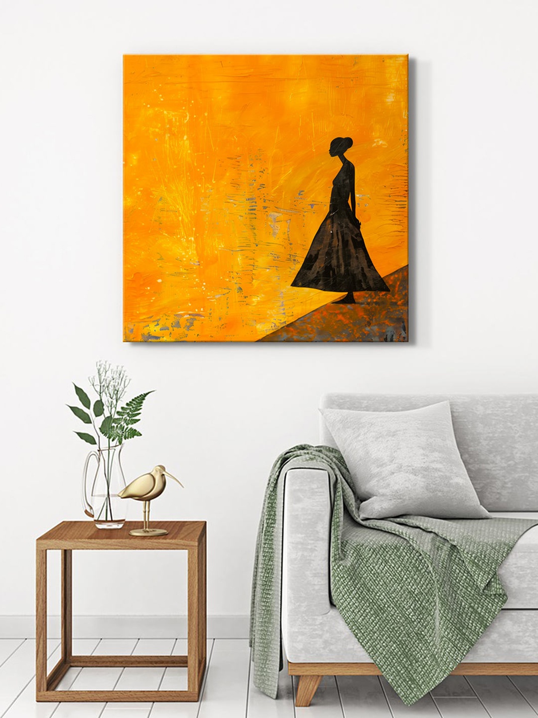 

999Store Yellow & Black Elegant Lady Canvas Painting Wall Art