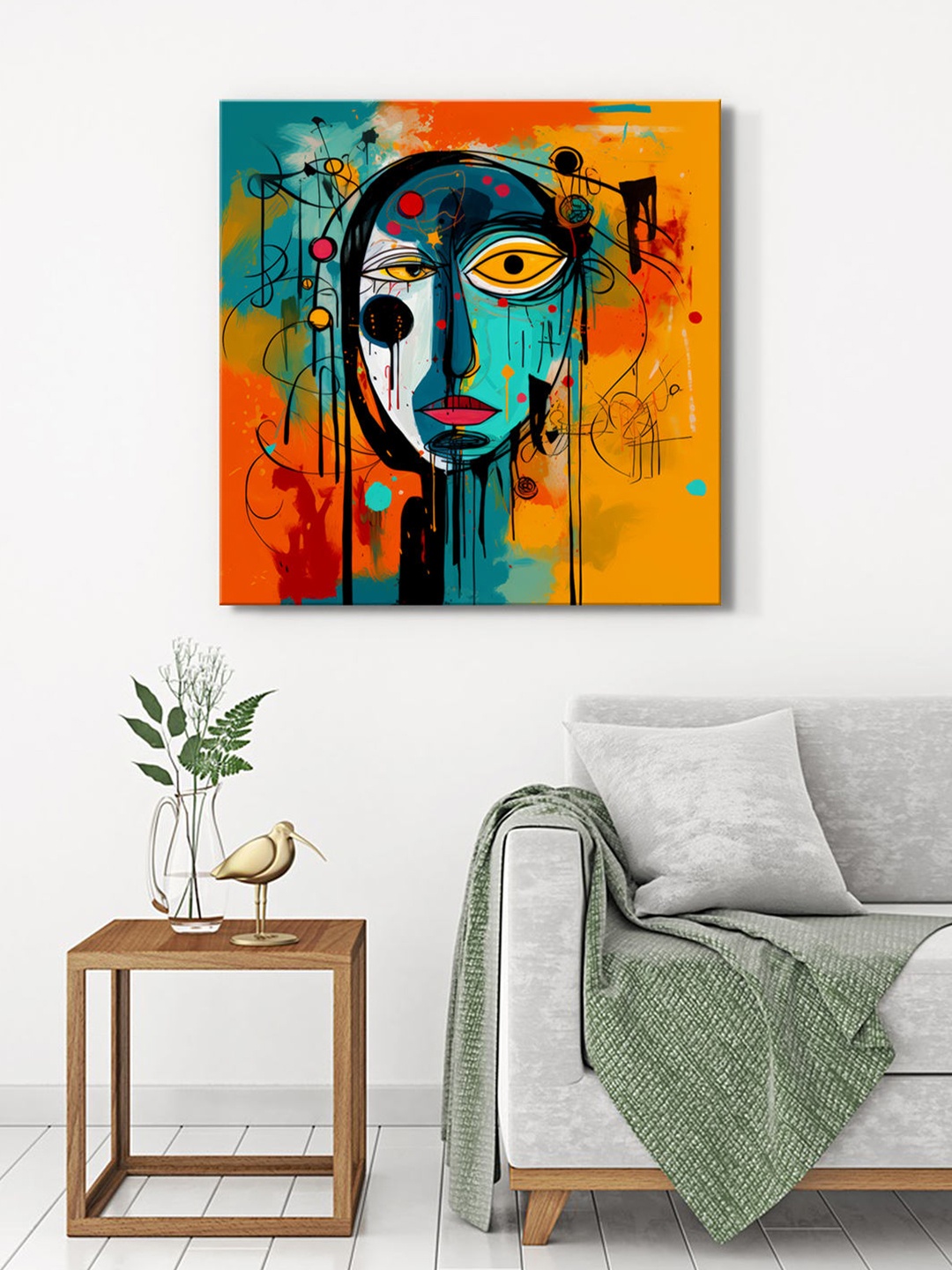 

999Store Green & Black Canvas Abstract Wall Paintings