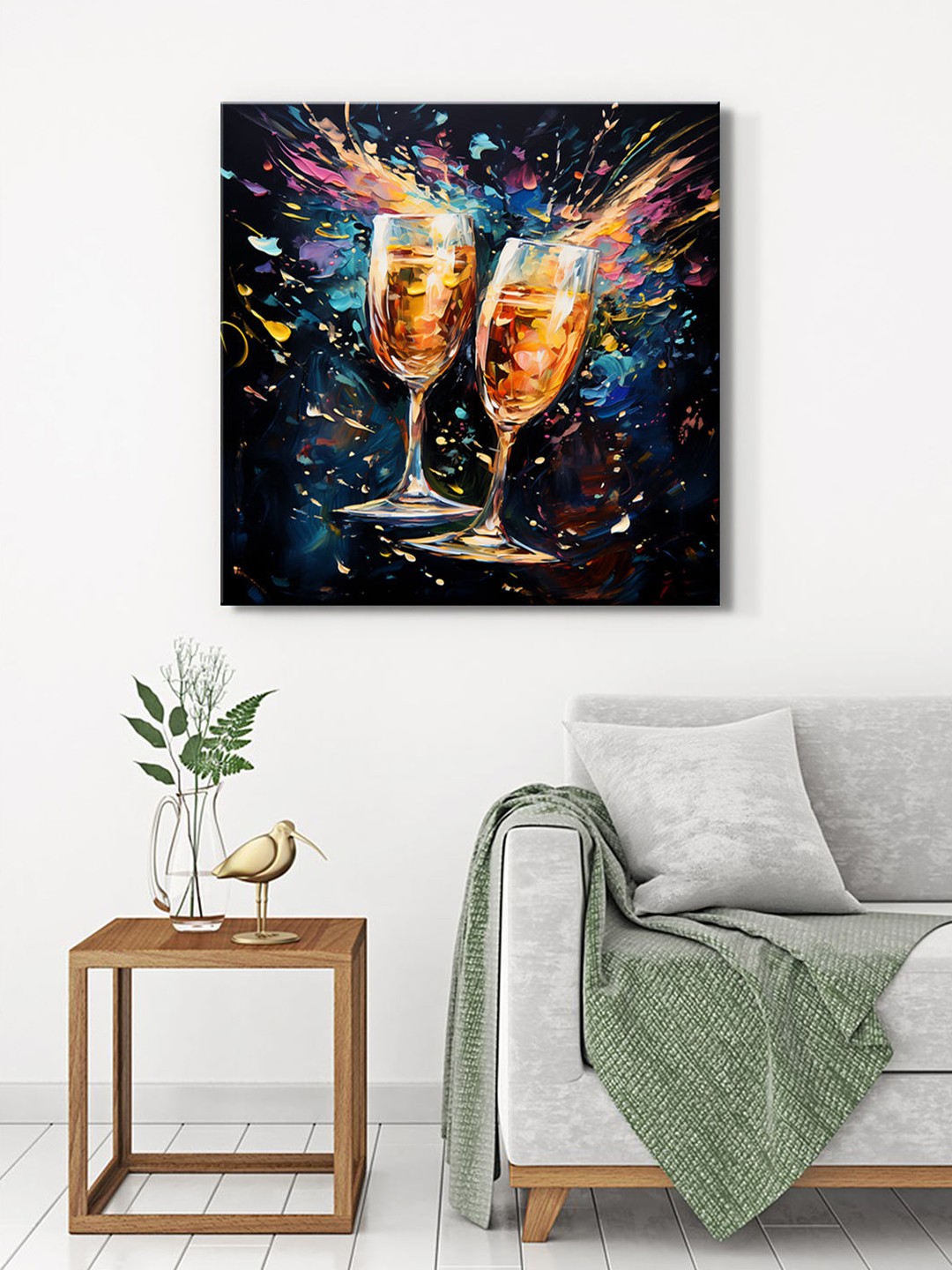 

999Store Black & Gold-Toned Canvas Abstract Wall Paintings