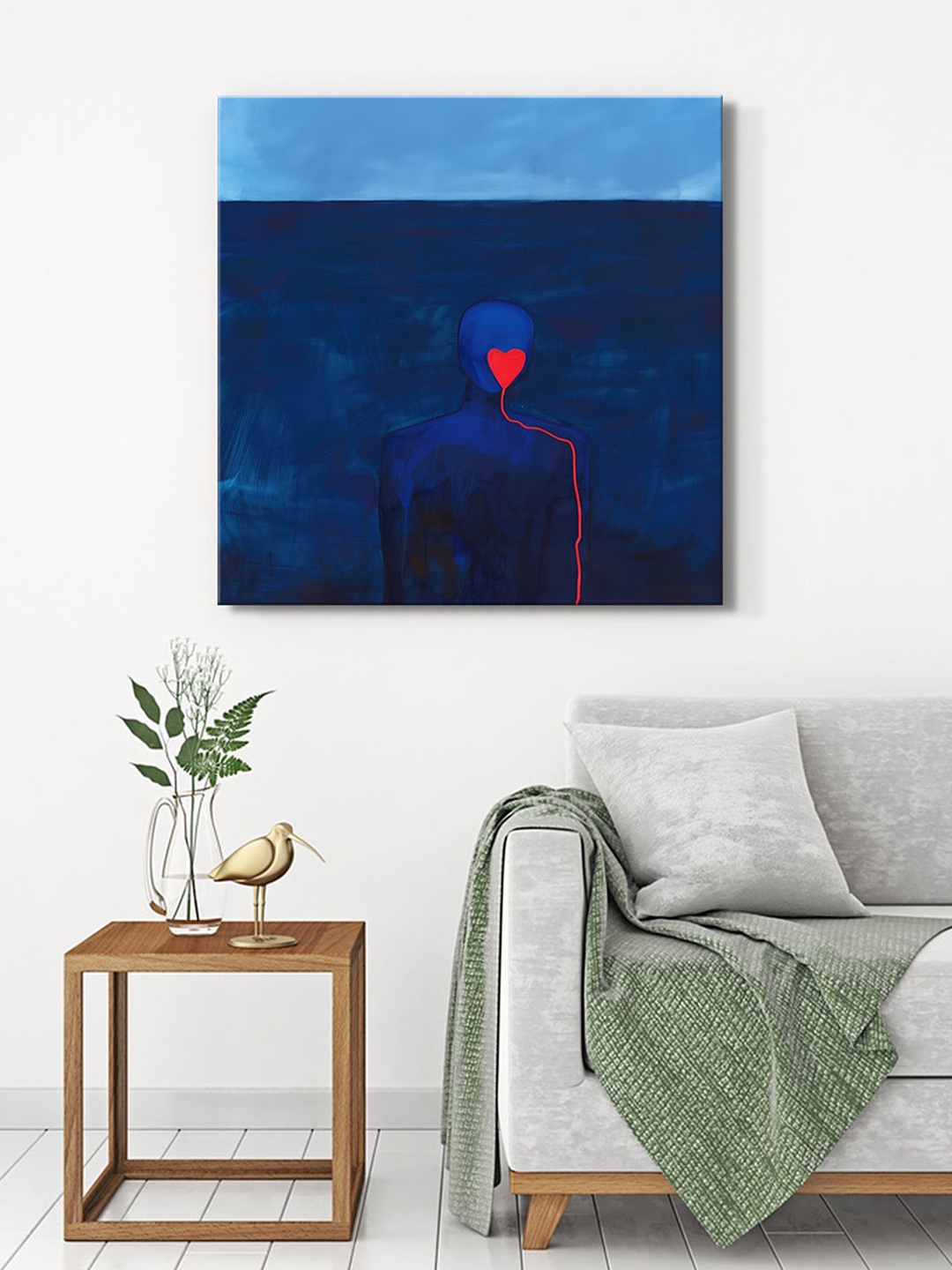 

999Store Blue & Red Canvas Abstract Wall Painting