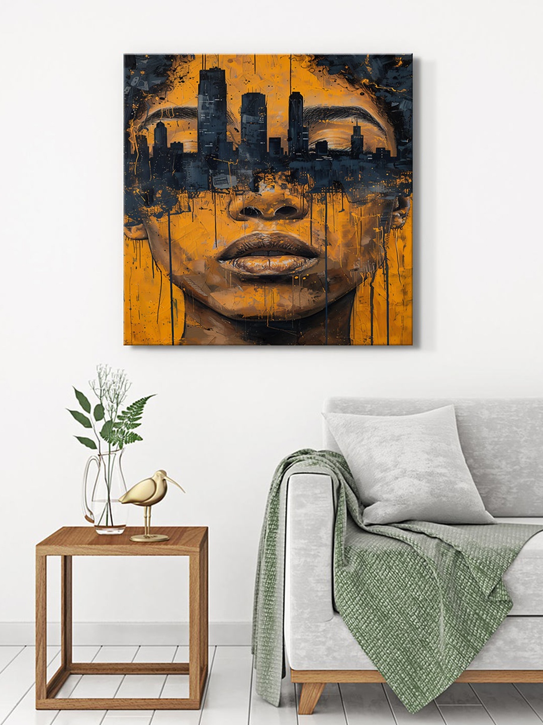 

999Store Brown & Blue Canvas Urban Wall Art